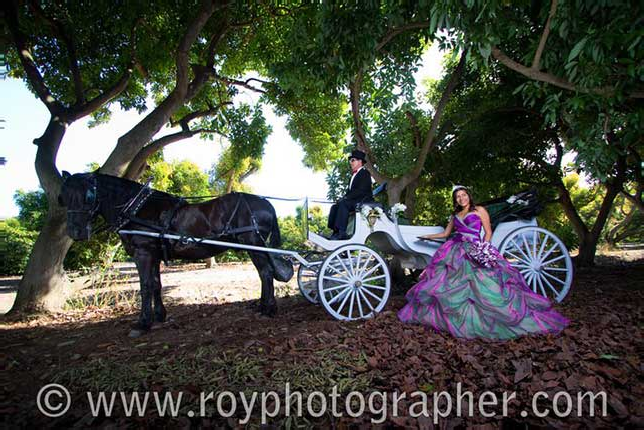 Quinceañera celebration with a horse-drawn carriage